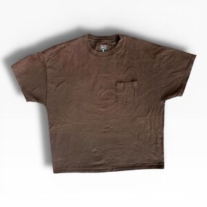 Hanes Beefy-T XL Brown Pocket T Shirt Vintage Neutral Minimalist Blank